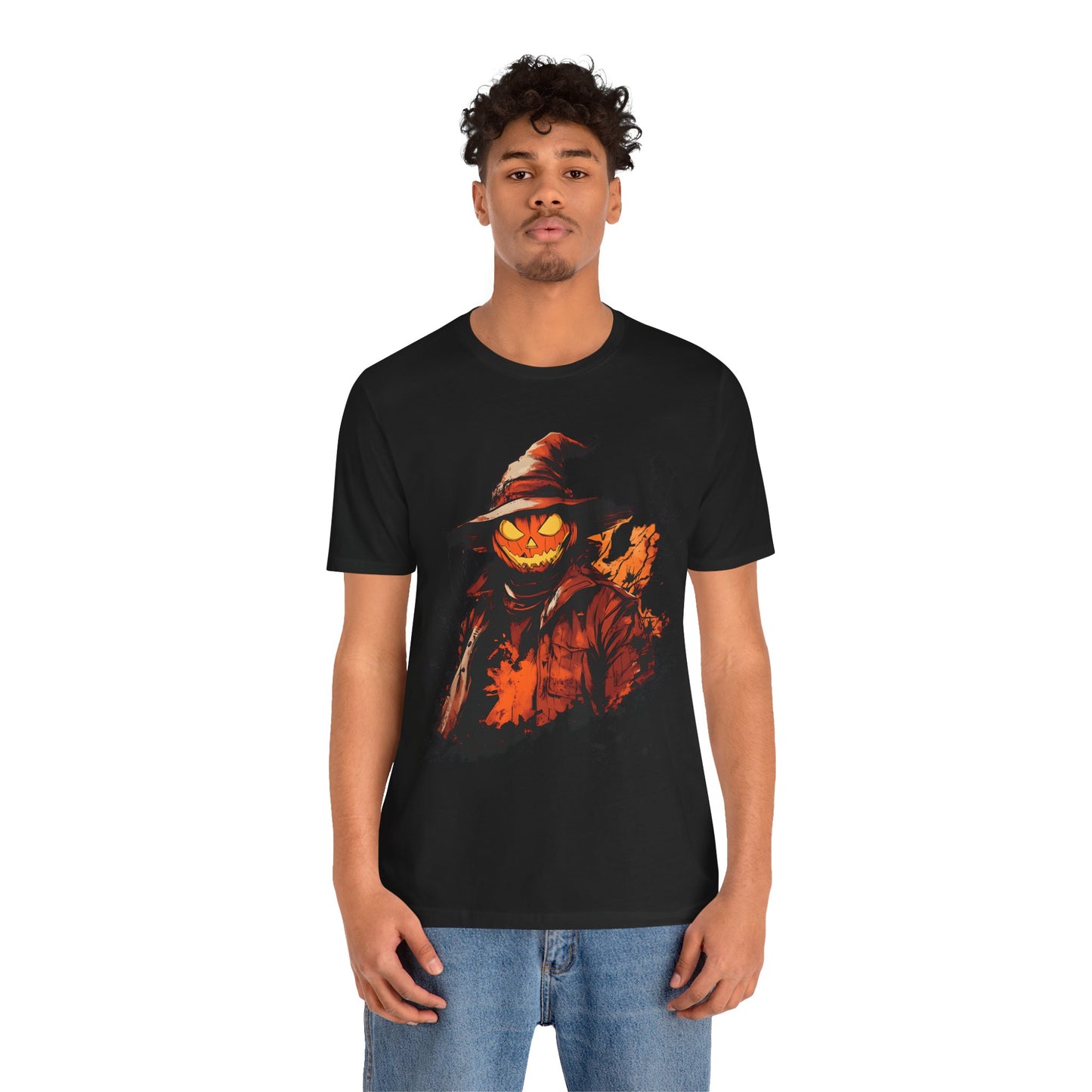 Unisex Short Sleeve 100% Cotton High Definition T-Shirt - Pumpkin Man Halloween