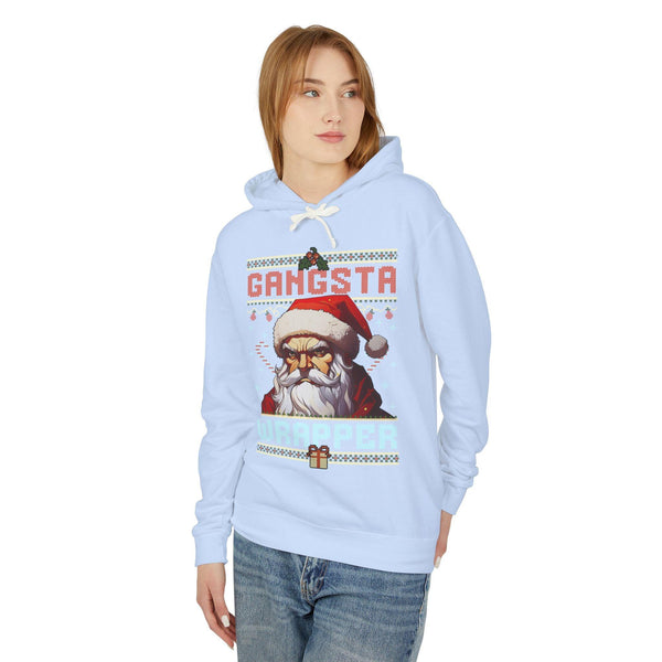 Unisex 100% Cotton High Definition Lightweight Hooded Sweatshirt - Santa Claus Gangsta