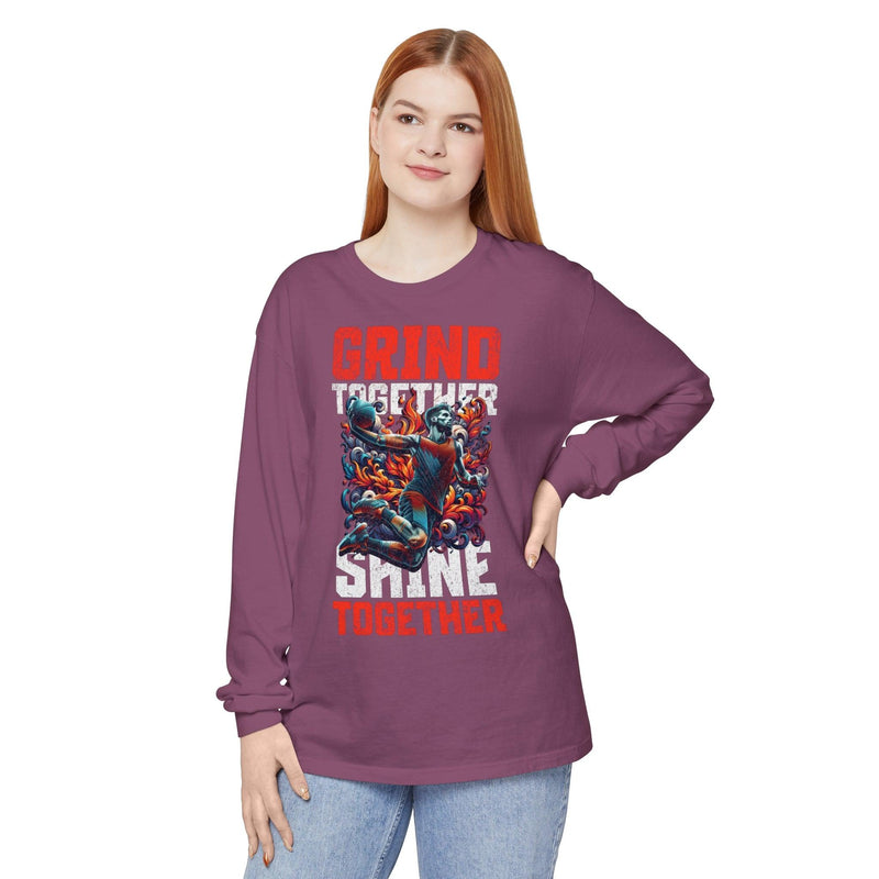 Unisex Long Sleeve T-Shirt 100% Cotton High Definition Basketball - Grind Together Shine Together