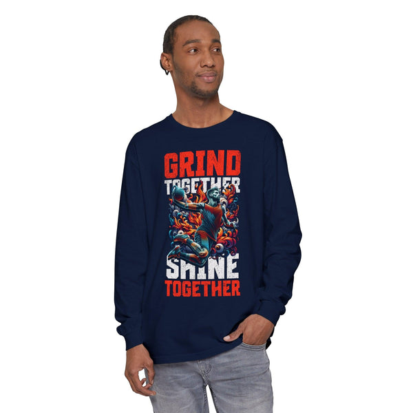 Unisex Long Sleeve T-Shirt 100% Cotton High Definition Basketball - Grind Together Shine Together