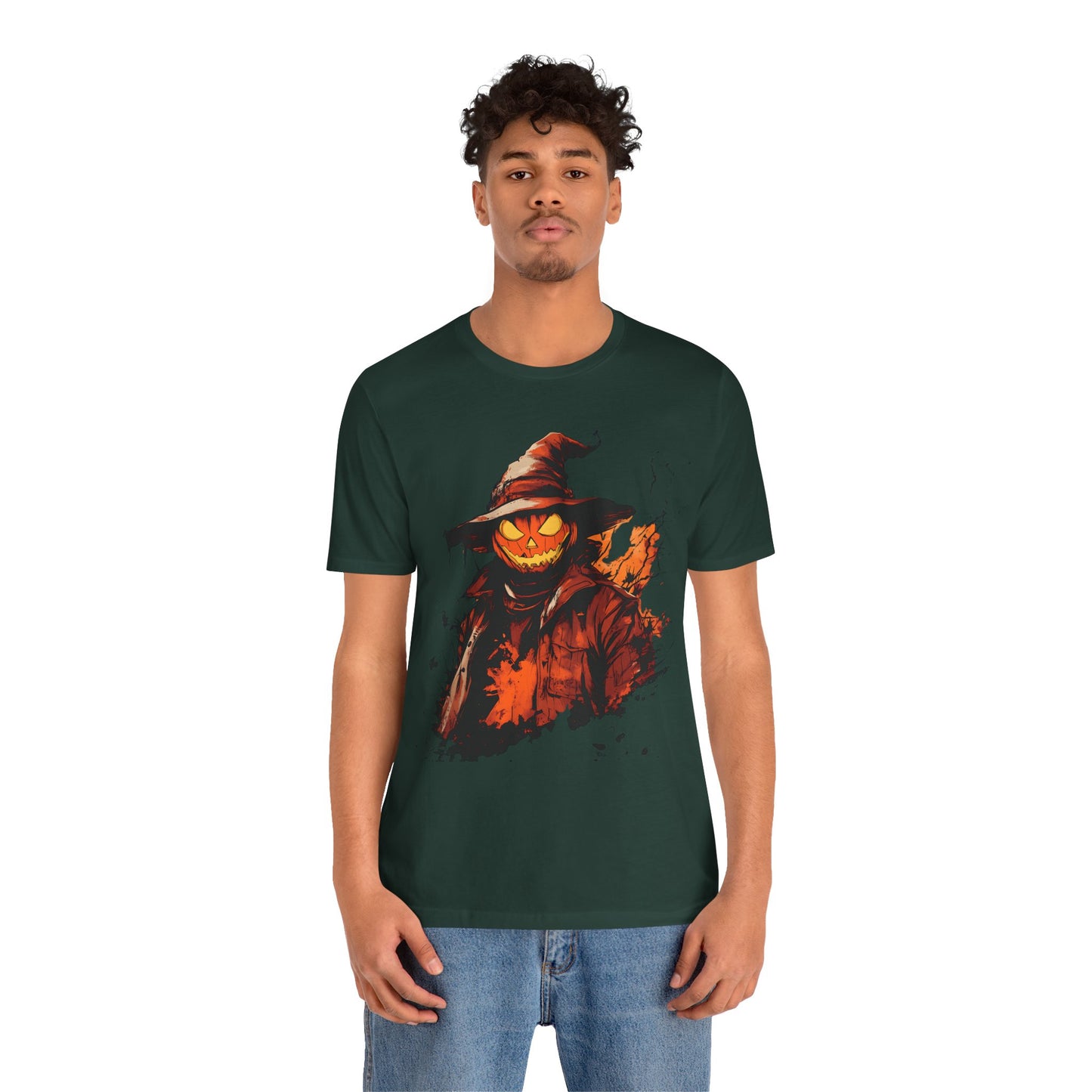 Unisex Short Sleeve 100% Cotton High Definition T-Shirt - Pumpkin Man Halloween