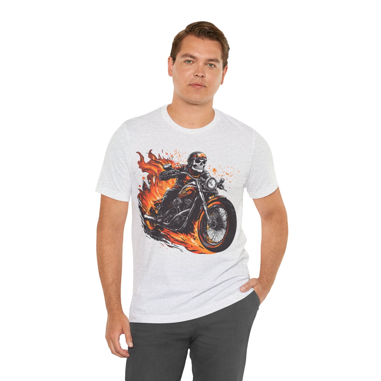 Men's 100% Cotton High-Definition T-Shirt - Skull Biker