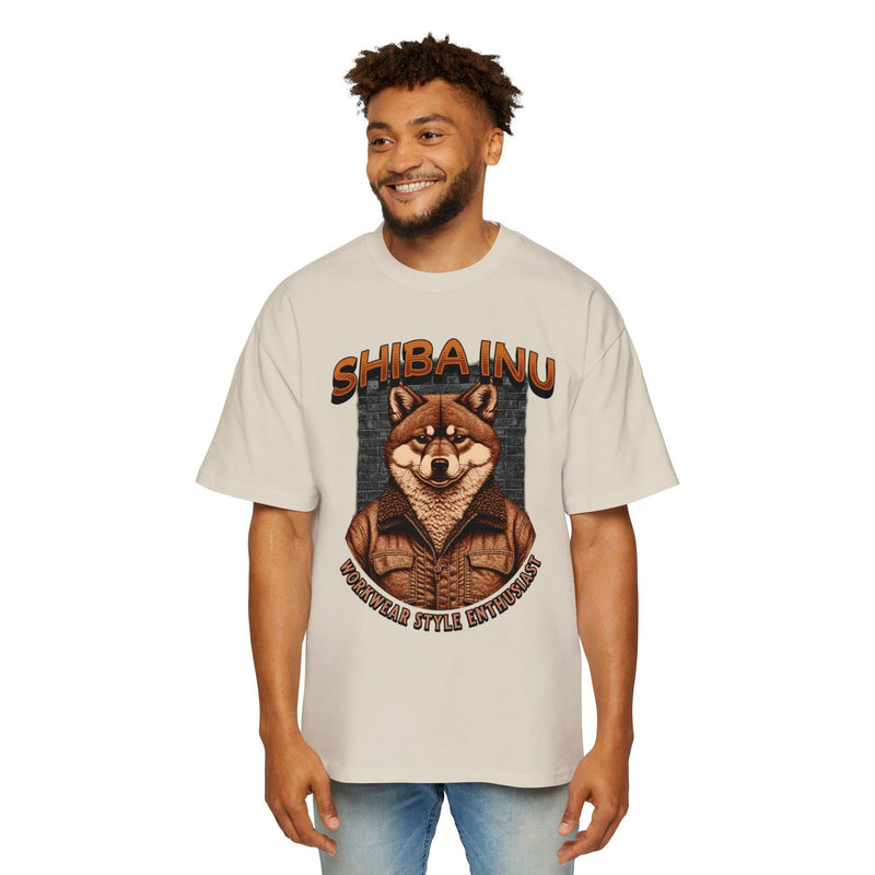 Men's Heavy Oversized Tee 100% Cotton High Definition - Shiba Inu