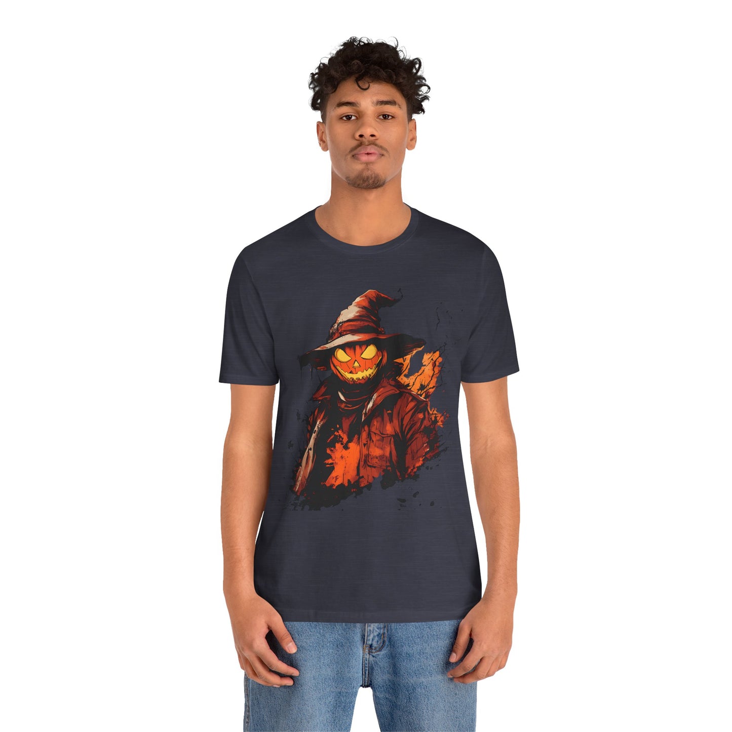 Unisex Short Sleeve 100% Cotton High Definition T-Shirt - Pumpkin Man Halloween