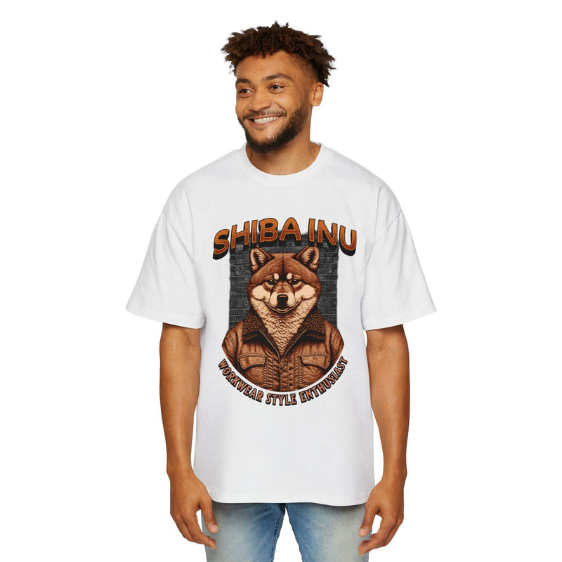 Men's Heavy Oversized Tee 100% Cotton High Definition - Shiba Inu