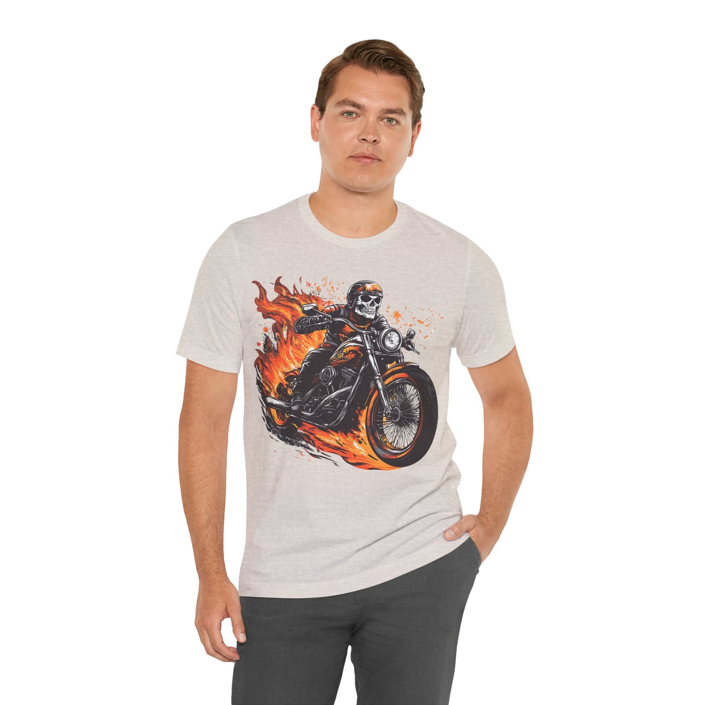 Men's 100% Cotton High-Definition T-Shirt - Skull Biker