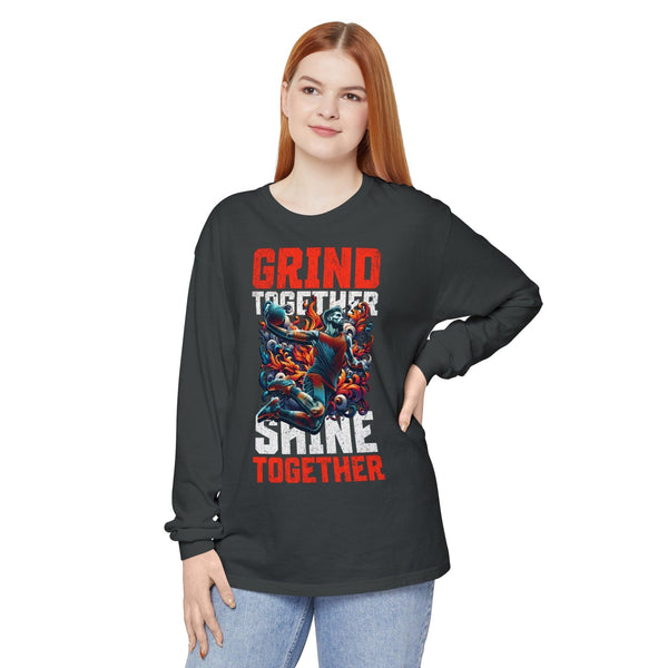 Unisex Long Sleeve T-Shirt 100% Cotton High Definition Basketball - Grind Together Shine Together