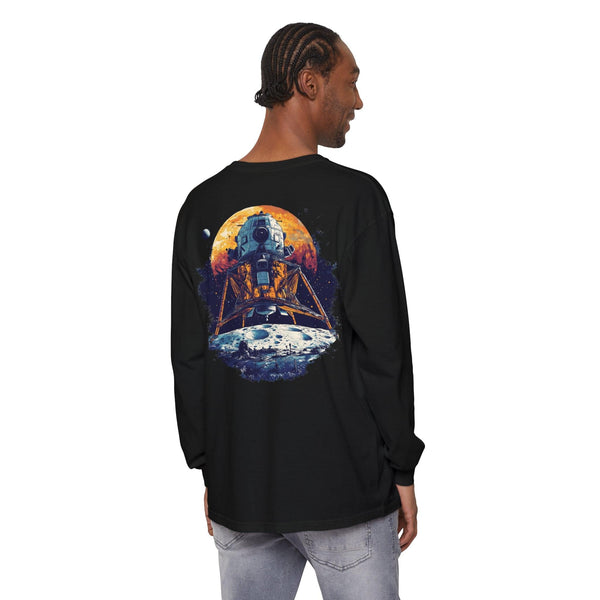 Unisex 100% Cotton High Definition Long Sleeve T-Shirt - Apollo in Man on the Moon