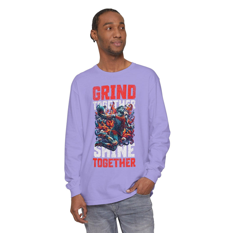 Unisex Long Sleeve T-Shirt 100% Cotton High Definition Basketball - Grind Together Shine Together