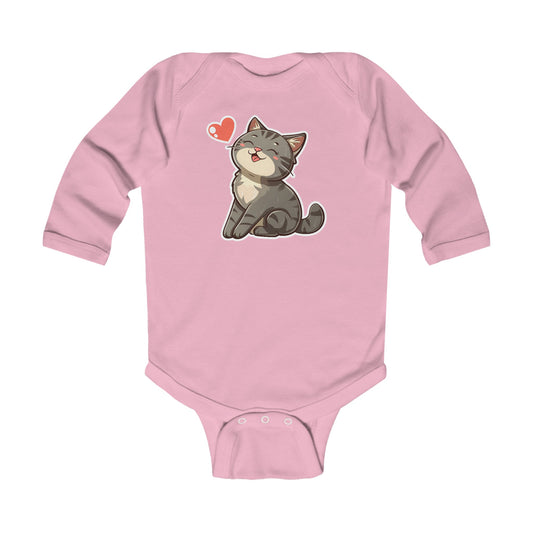 Infant Long Sleeve Bodysuit Cat Cute