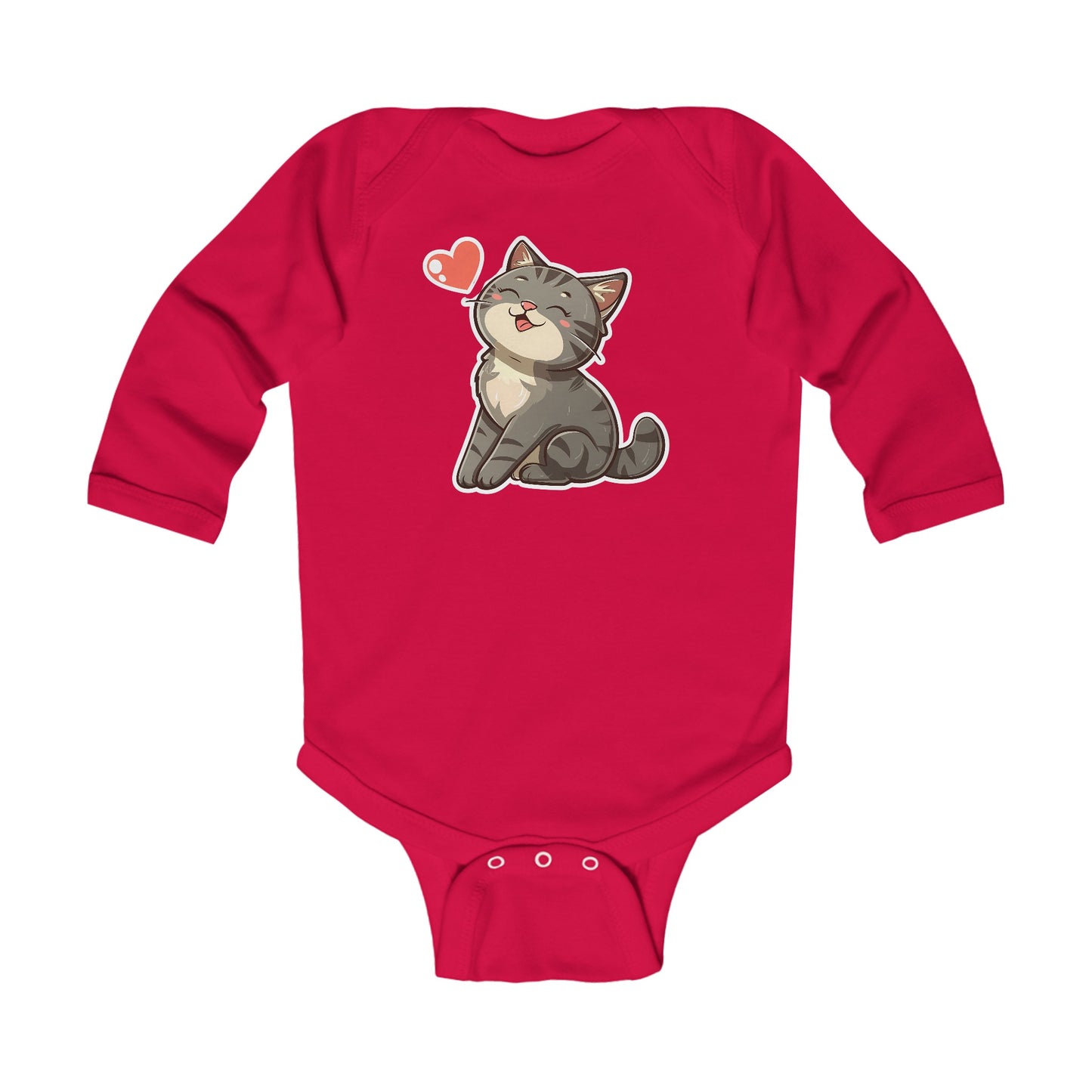 Infant Long Sleeve Bodysuit Cat Cute