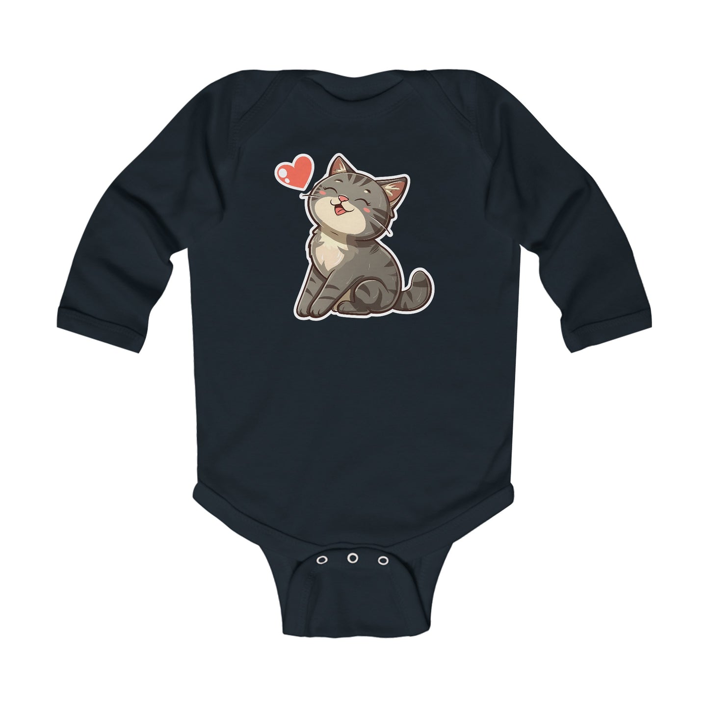 Infant Long Sleeve Bodysuit Cat Cute