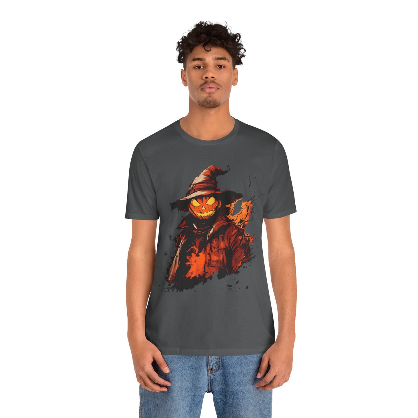 Unisex Short Sleeve 100% Cotton High Definition T-Shirt - Pumpkin Man Halloween