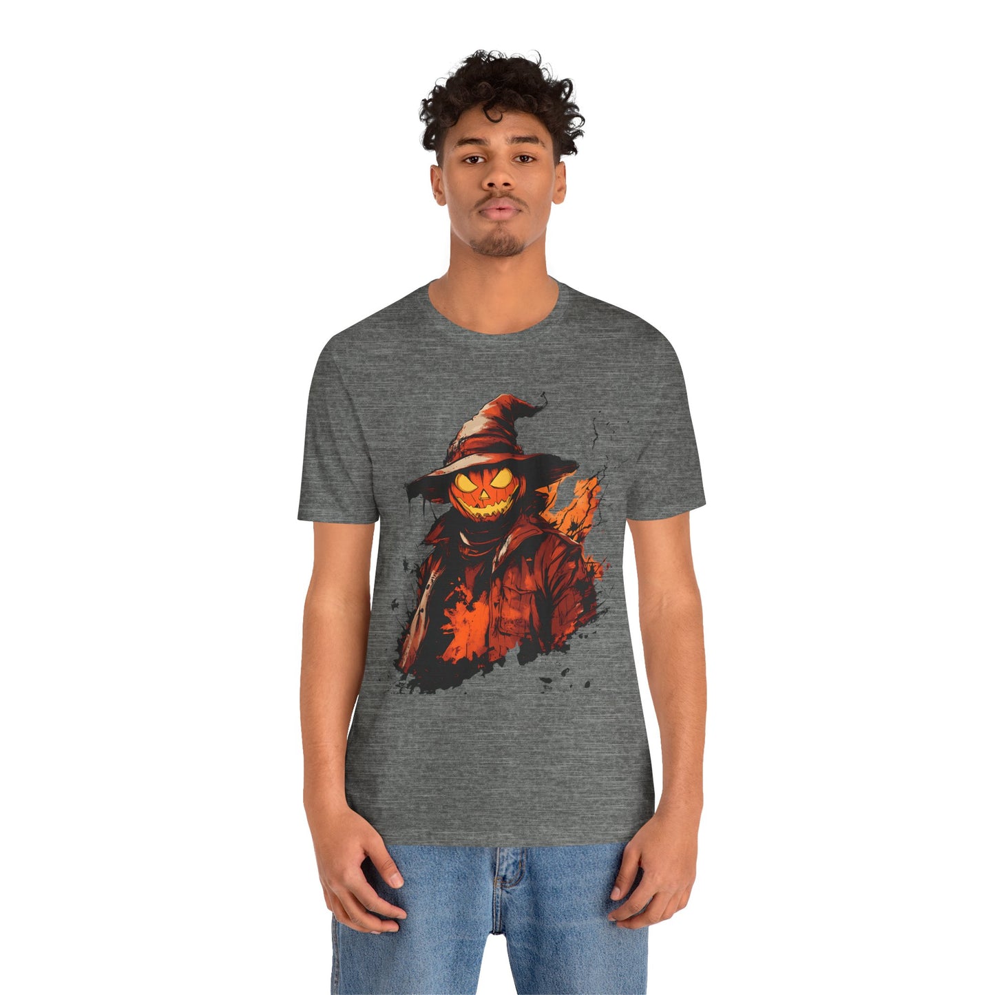 Unisex Short Sleeve 100% Cotton High Definition T-Shirt - Pumpkin Man Halloween