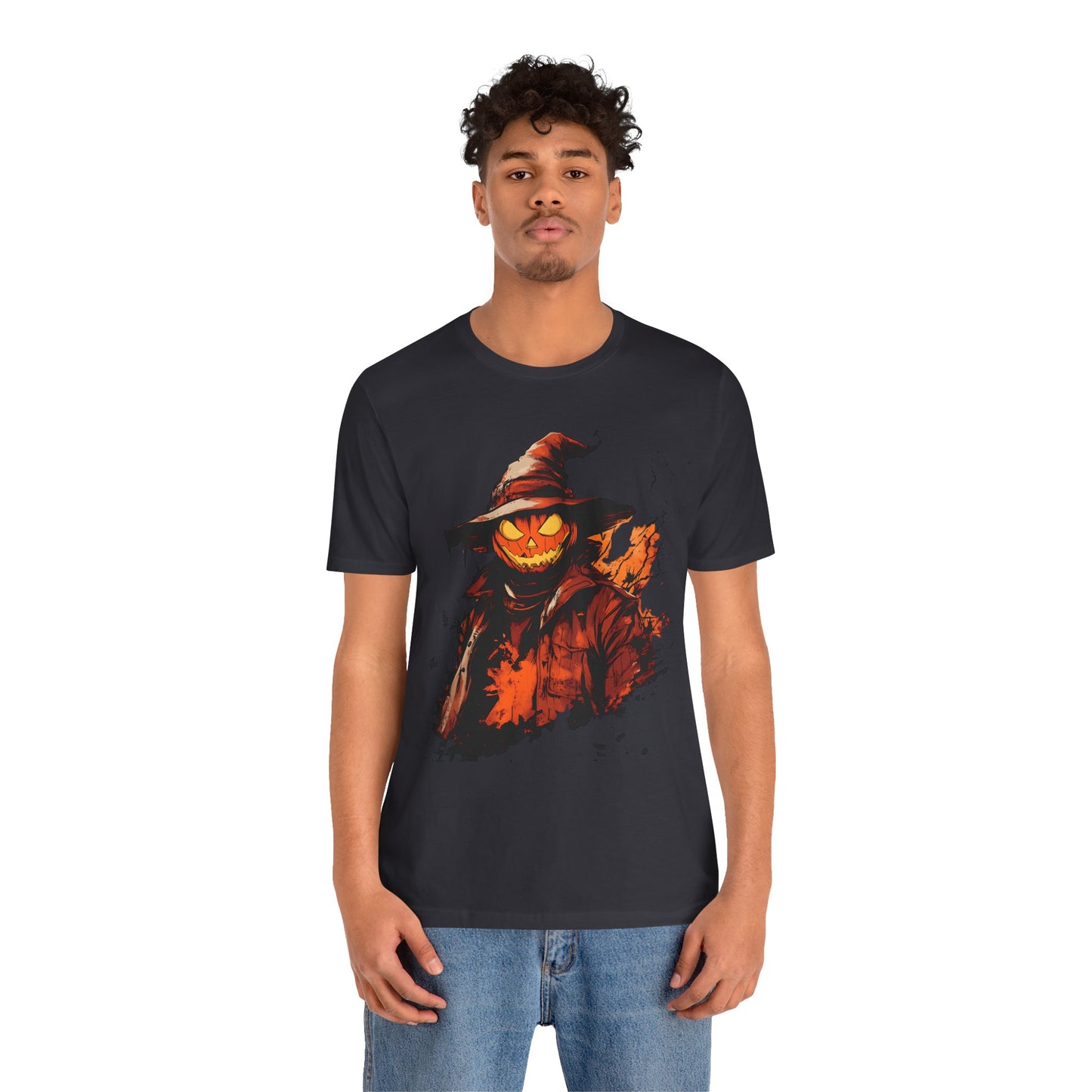 Unisex Short Sleeve 100% Cotton High Definition T-Shirt - Pumpkin Man Halloween