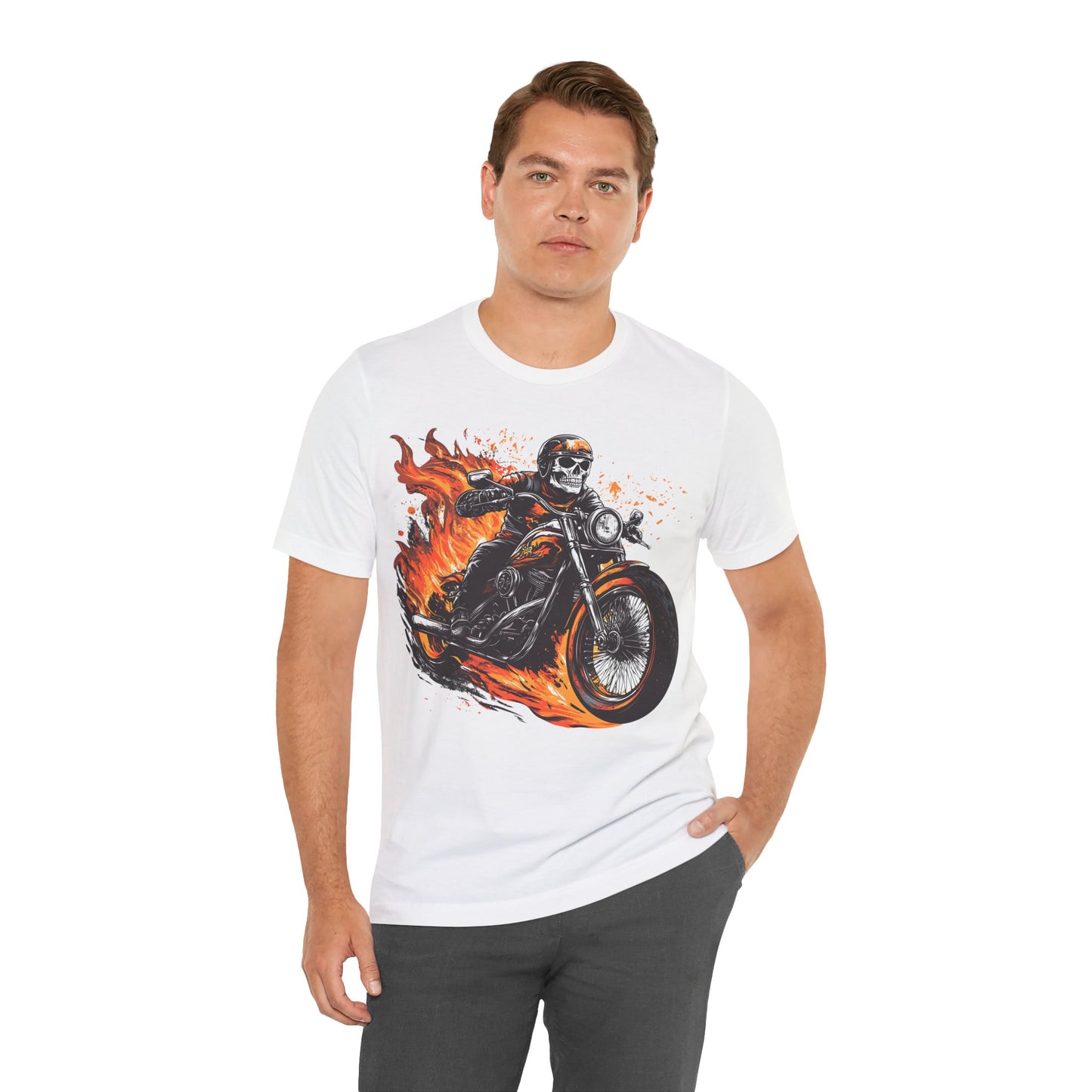 Men's 100% Cotton High-Definition T-Shirt - Skull Biker