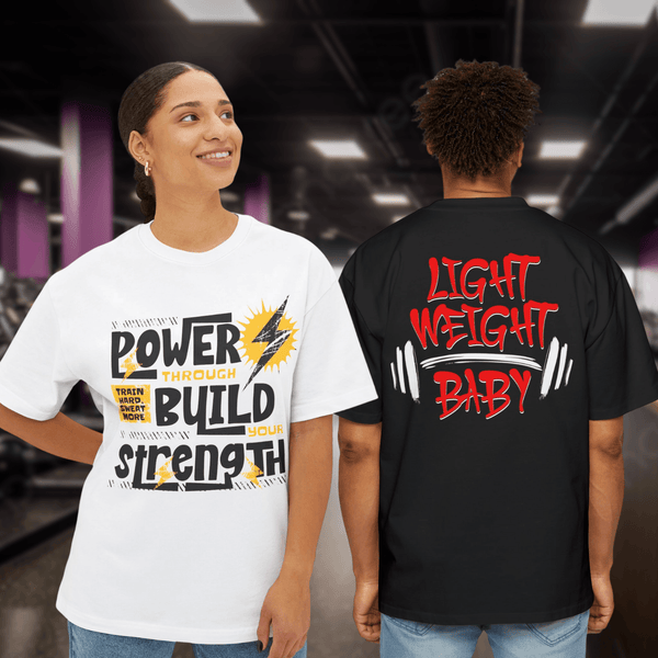 Super Pack of 2 Unisex Oversized T-Shirts GYM 100% Cotton in High Definition - Power Fit