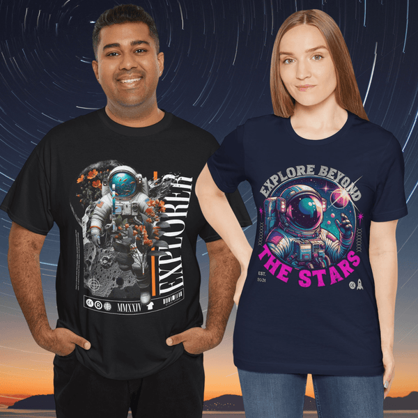 Super Pack of 2 Unisex T-Shirts 100% Cotton in High Definition - Astronomy