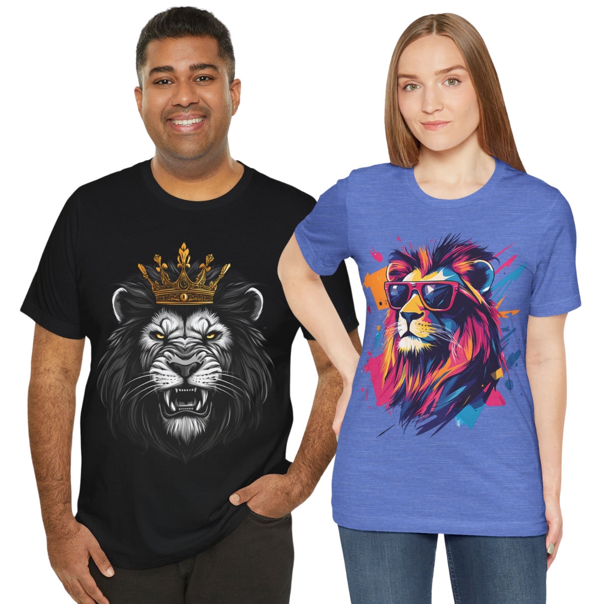 Pack of 2 Unisex T-Shirts 100% Cotton in High Definition - The Lion's