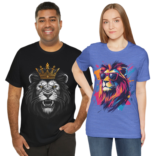 Pack of 2 Unisex T-Shirts 100% Cotton in High Definition - The Lion's